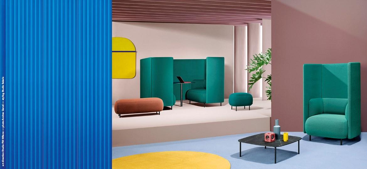 Acoustic high-back fabric armchair | Buddyhub by Pedrali