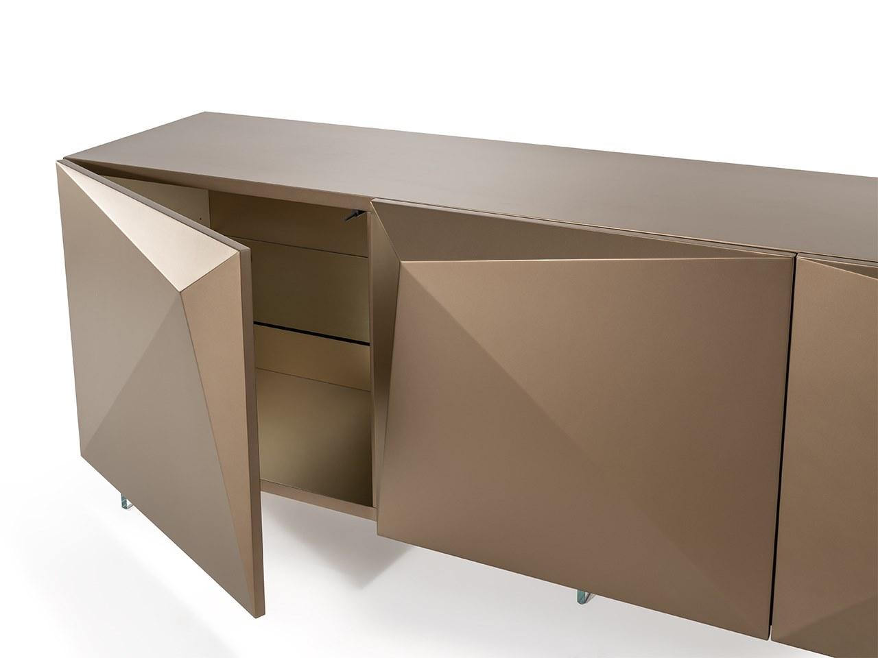 Wood and glass sideboard with doors | Origami by Reflex