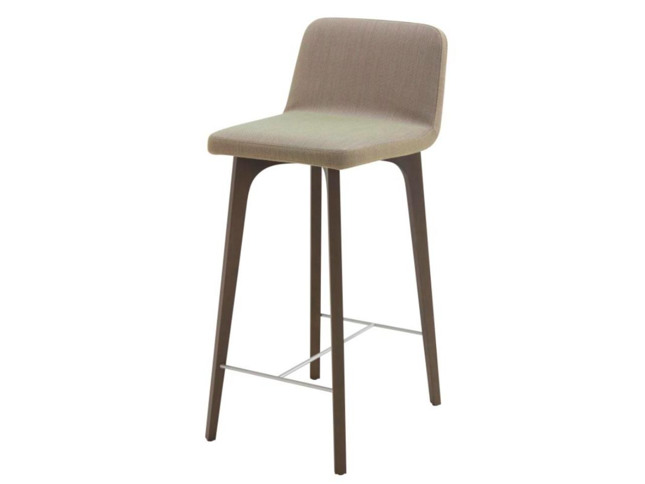 High upholstered fabric stool with back | Vik by Ligne Roset