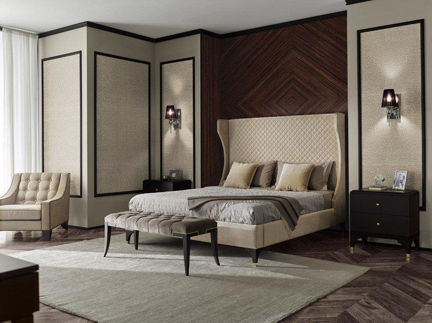 Upholstered leather double bed | Ellipse 0lt350 by Sevensedie