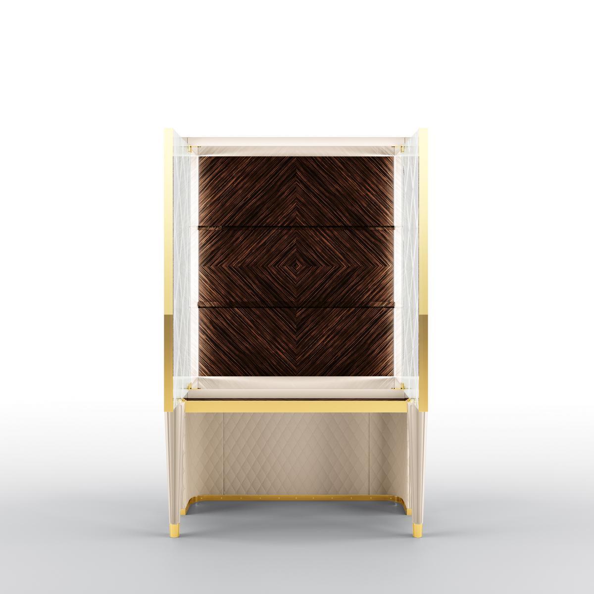 Multi-layer wood display cabinet with integrated lighting | Kimberly by Bruno Zampa