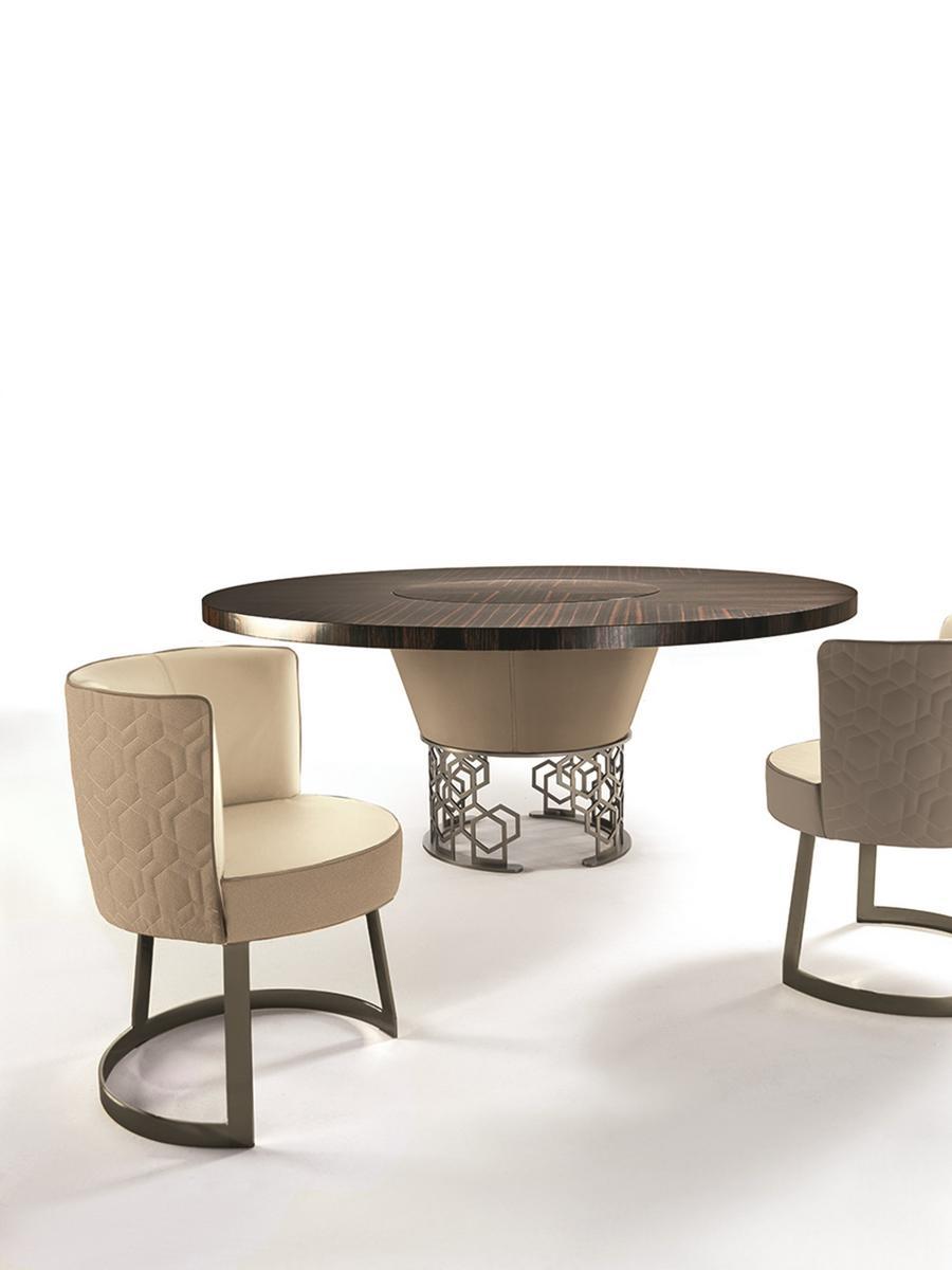 Round leather table | Clairmont by Longhi