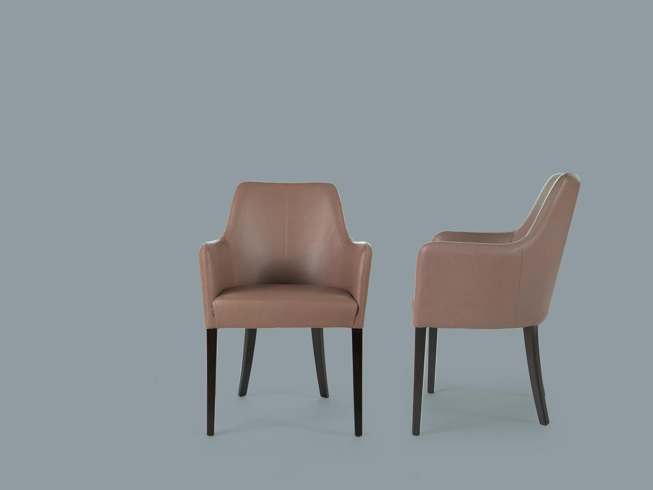 Upholstered leather chair with armrests | Emily by Borzalino