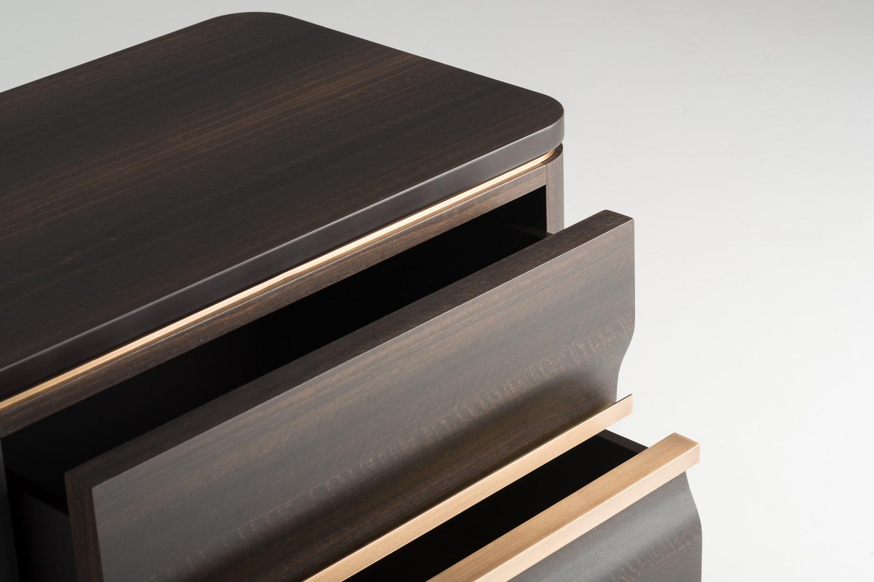 Rectangular eucalyptus bedside table with drawers | Ercolino by Mantellassi 1926