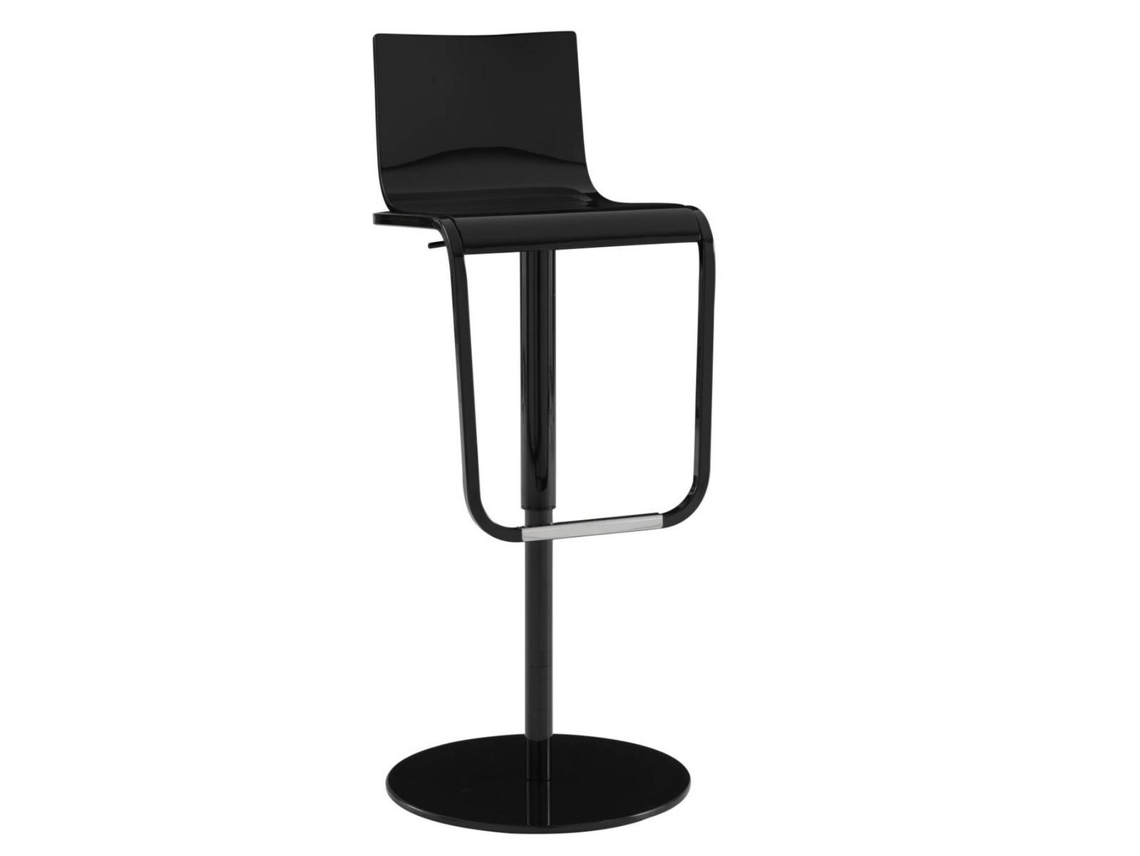 Height-adjustable steel and wood stool with footrest | Jolie by Ligne Roset