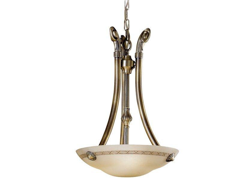 Antique brass finish with alabaster | Sasha 2900/3 by Possoni Illuminazione