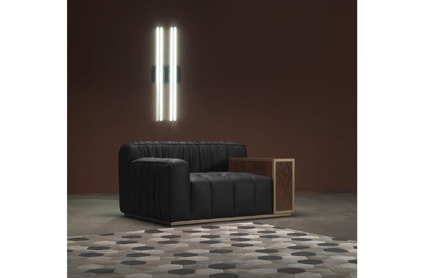 Leather armchair with armrests with integrated magazine rack | Highlander by Gianfranco Ferre Home