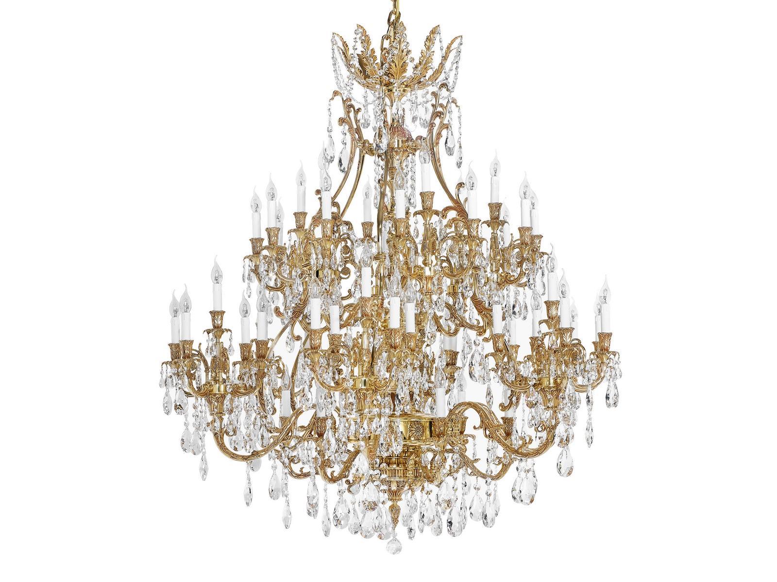French gold chandelier with Schoeler crystals | Kensington 792/54-sh/g by Possoni Illuminazione