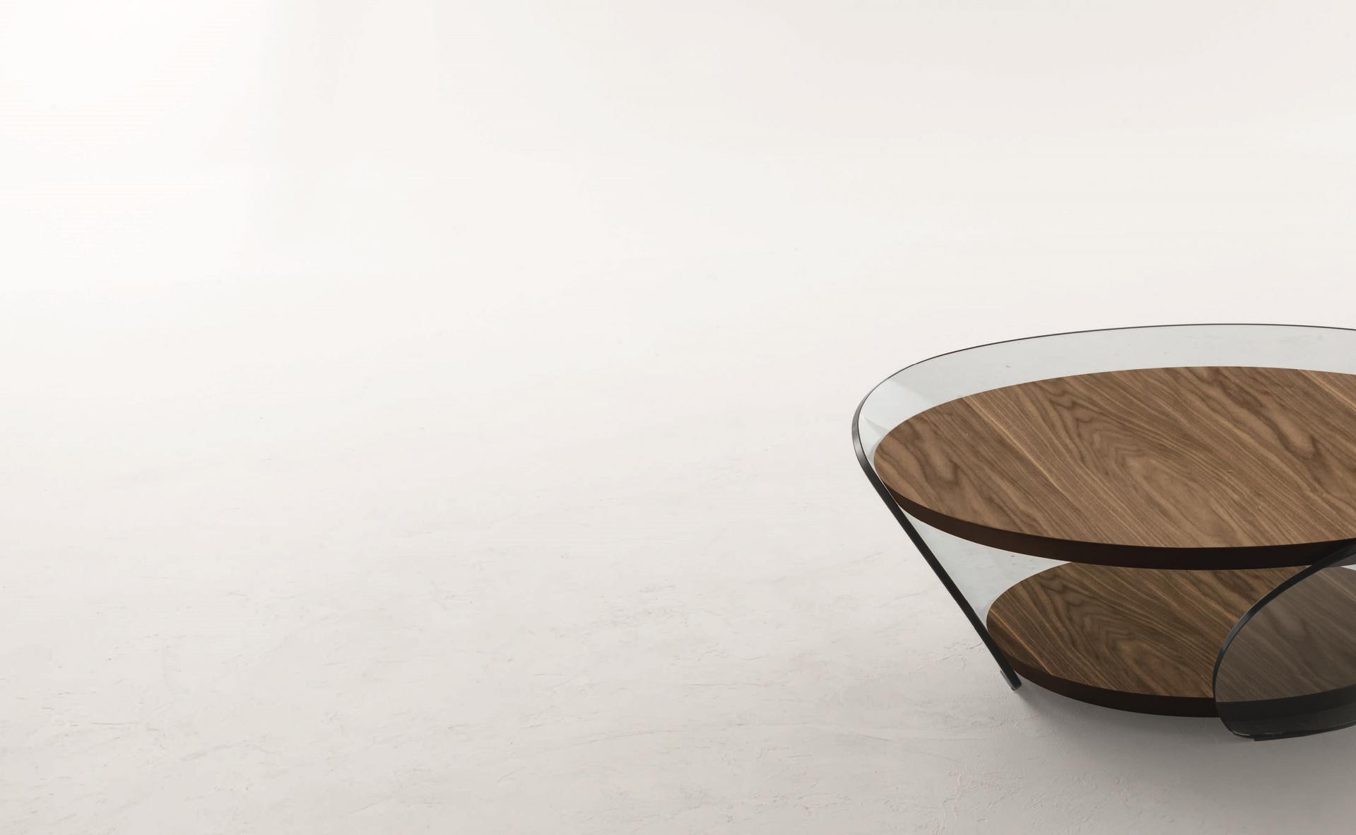 Round wood and glass coffee table | Raffaello by Tonin Casa