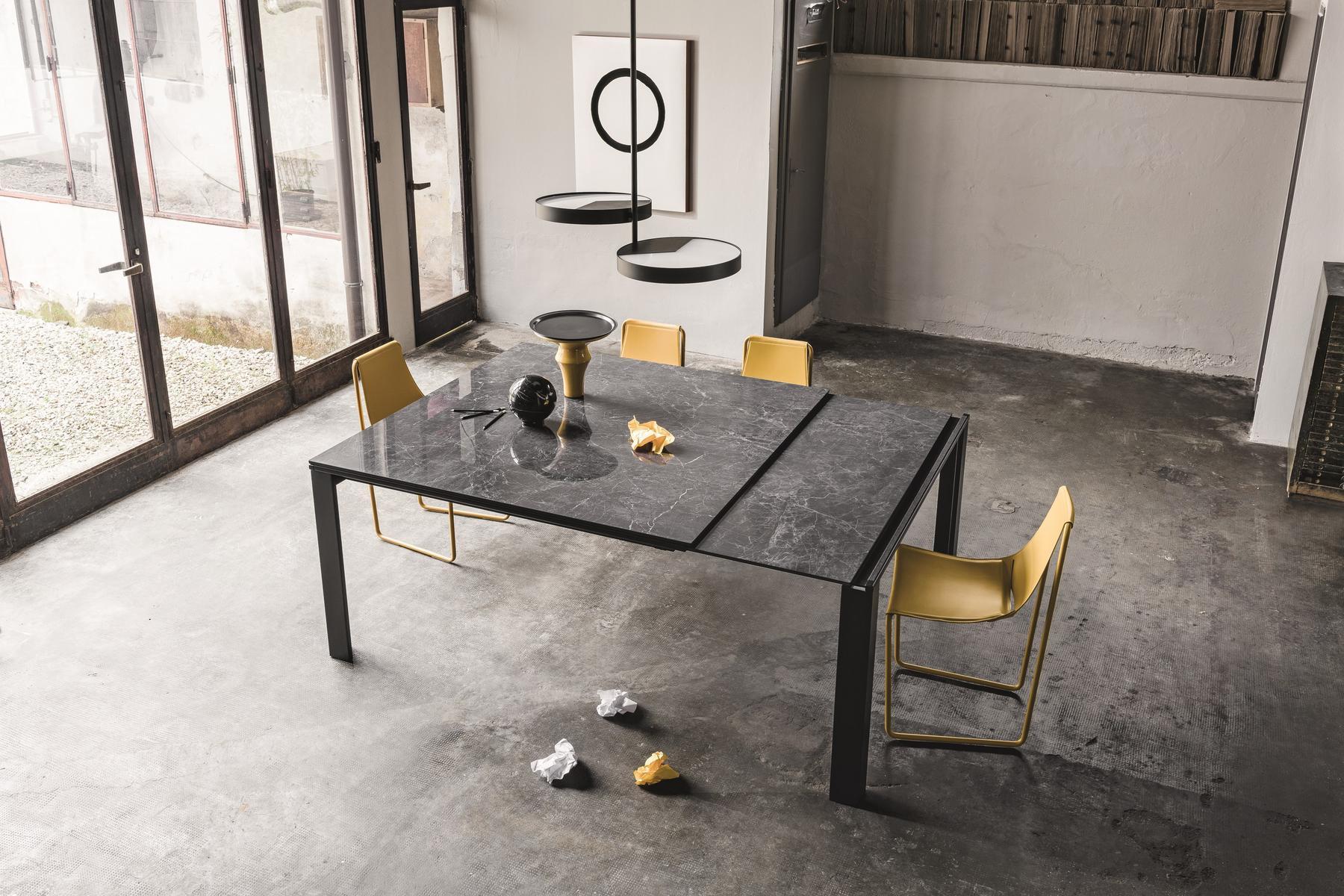 Extending square glass ceramic dining table | Marcopolo by Midj
