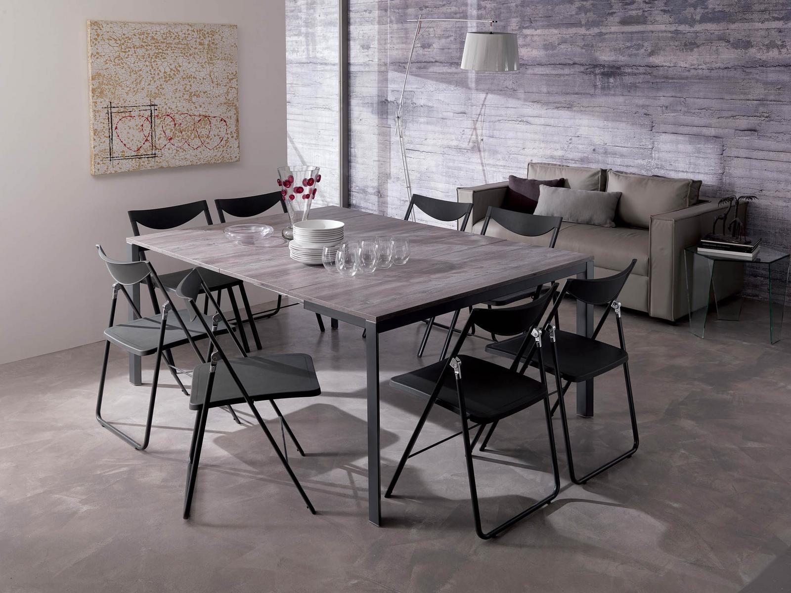 Extending rectangular aluminium and wood console table | Voilá by Ozzio Italia