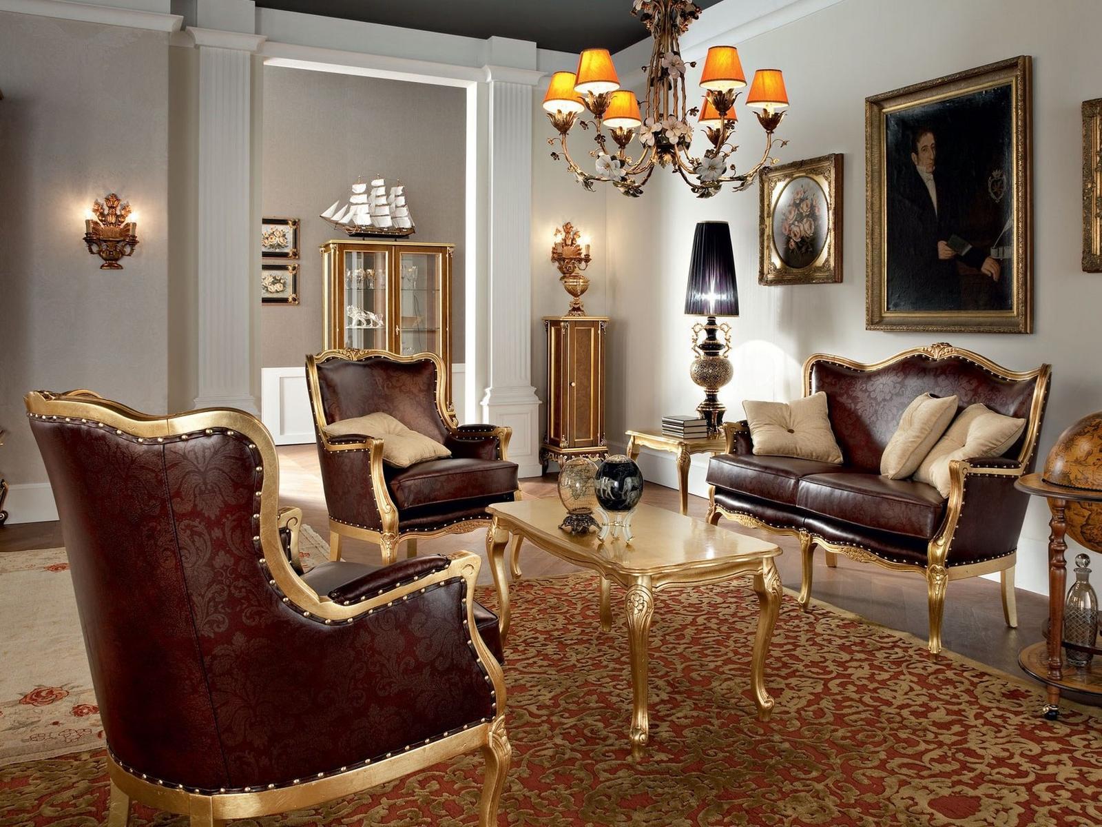 Upholstered leather armchair with armrests | 12426 by Modenese Gastone