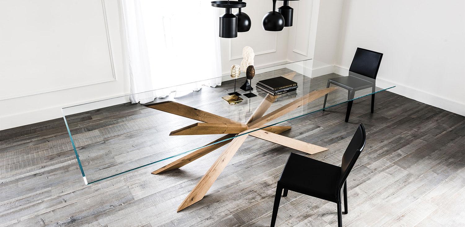 Rectangular tempered glass table | Spyder by Cattelan Italia