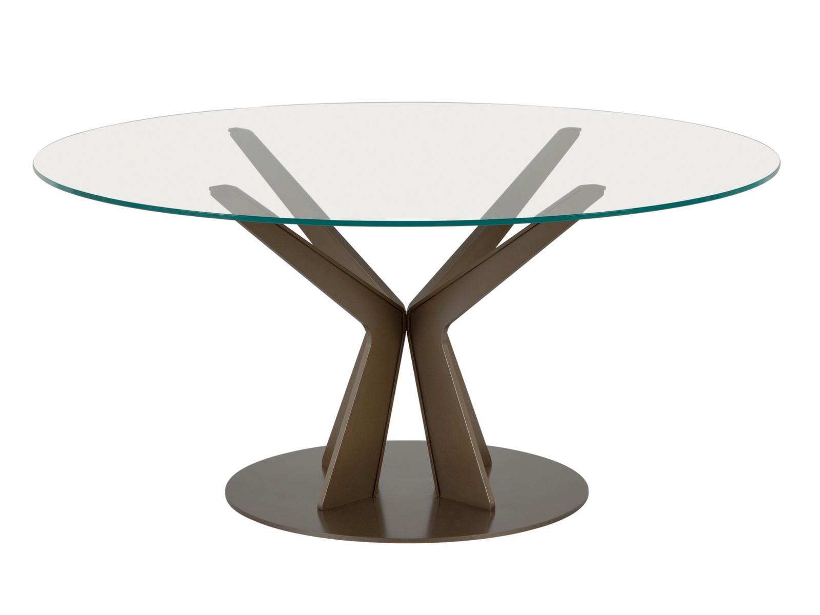 Round glass table with metal base | Tree by Tonin Casa