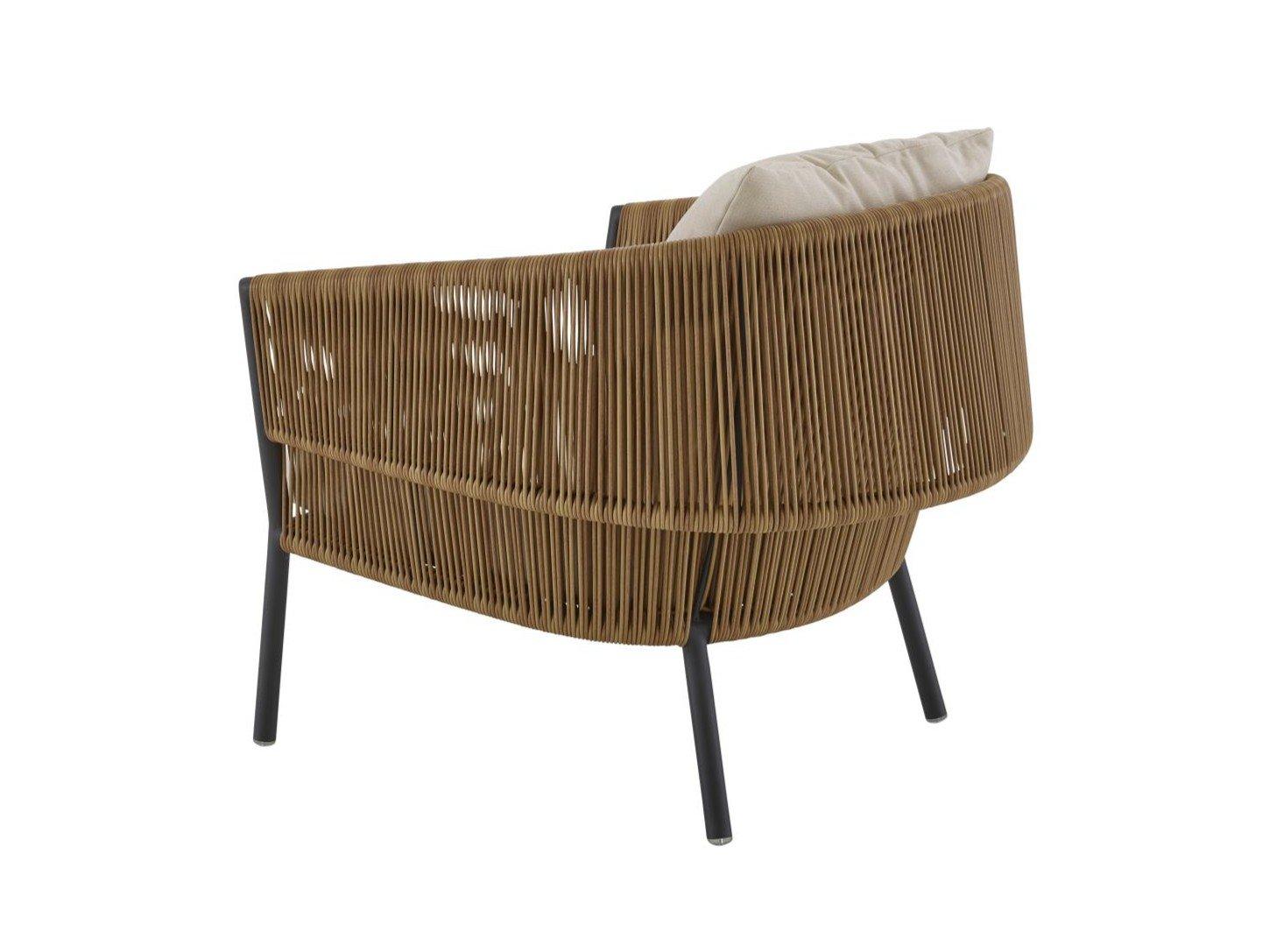 Garden rattan easy chair with integrated cushion | Label by Ligne Roset