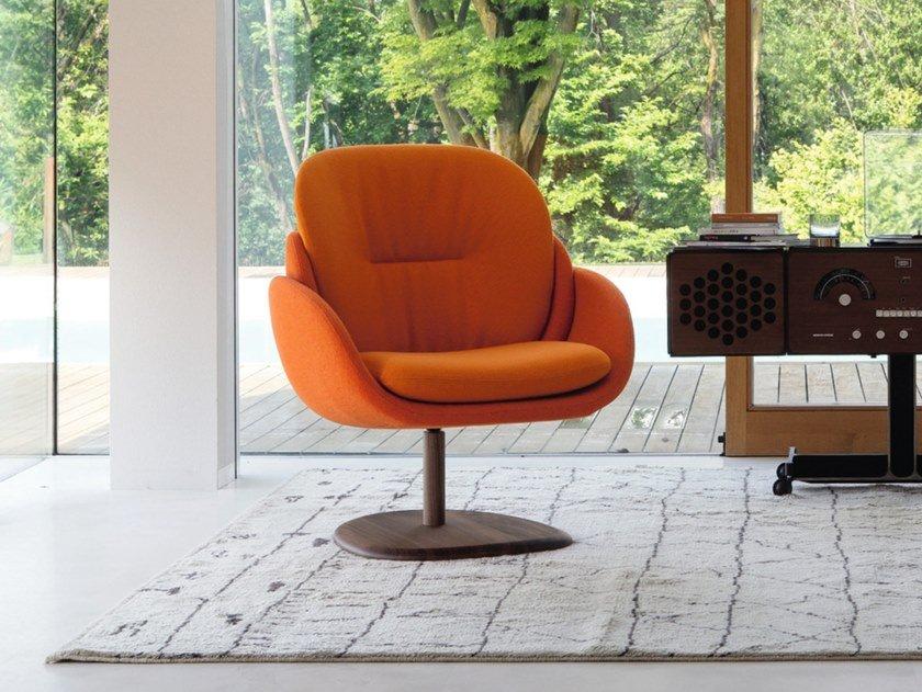 Swivel upholstered fabric easy chair | Opium by Porada