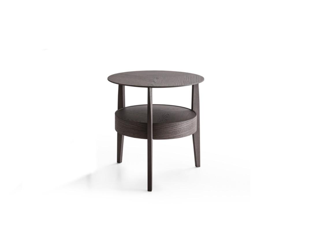Round solid wood bedside table with drawers | When by Molteni