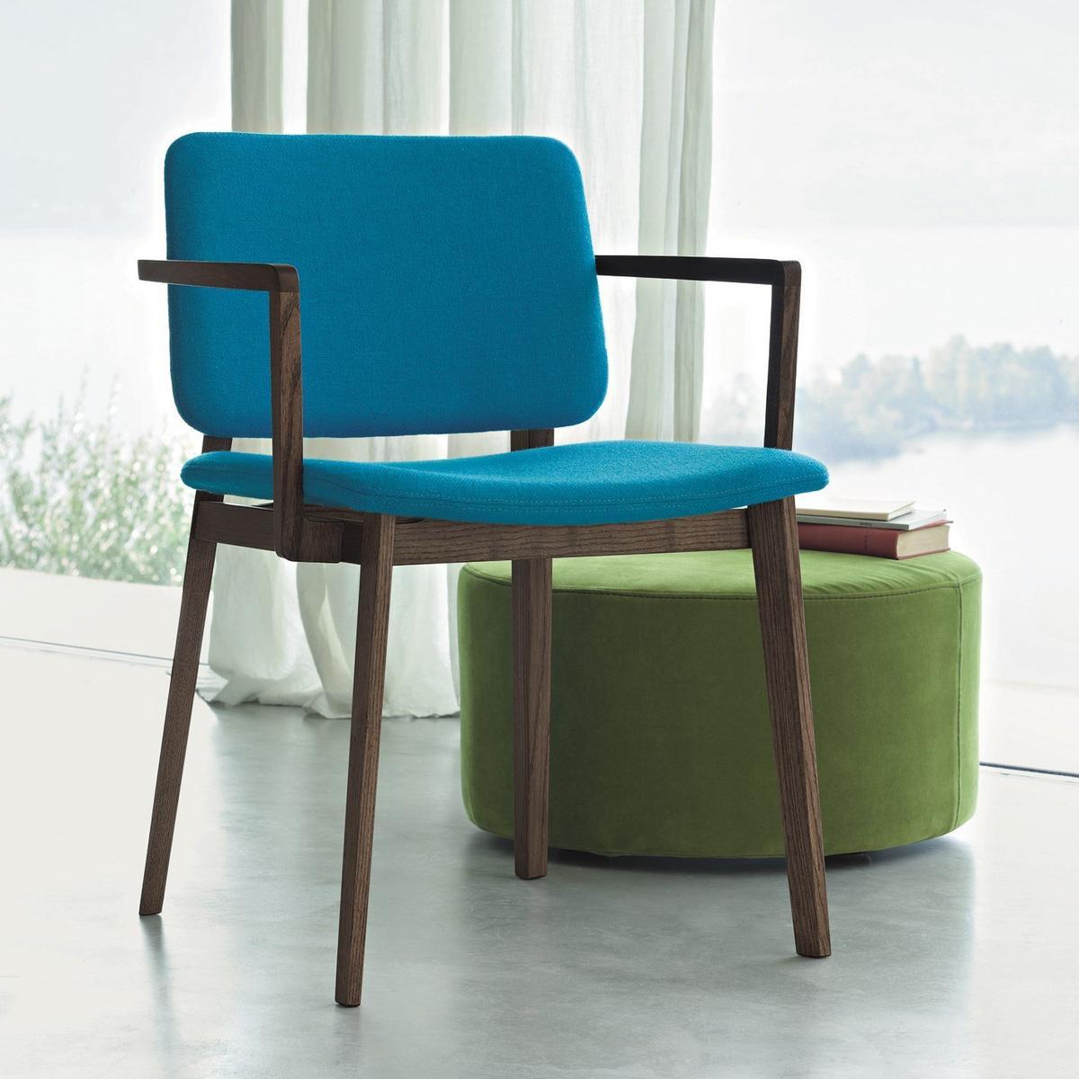 Upholstered fabric chair with armrests | Hati by Lema