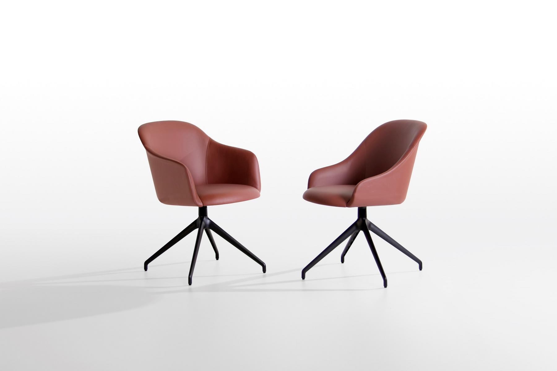 Swivel leather chair with armrests | Lyz 918 Gi by Potocco