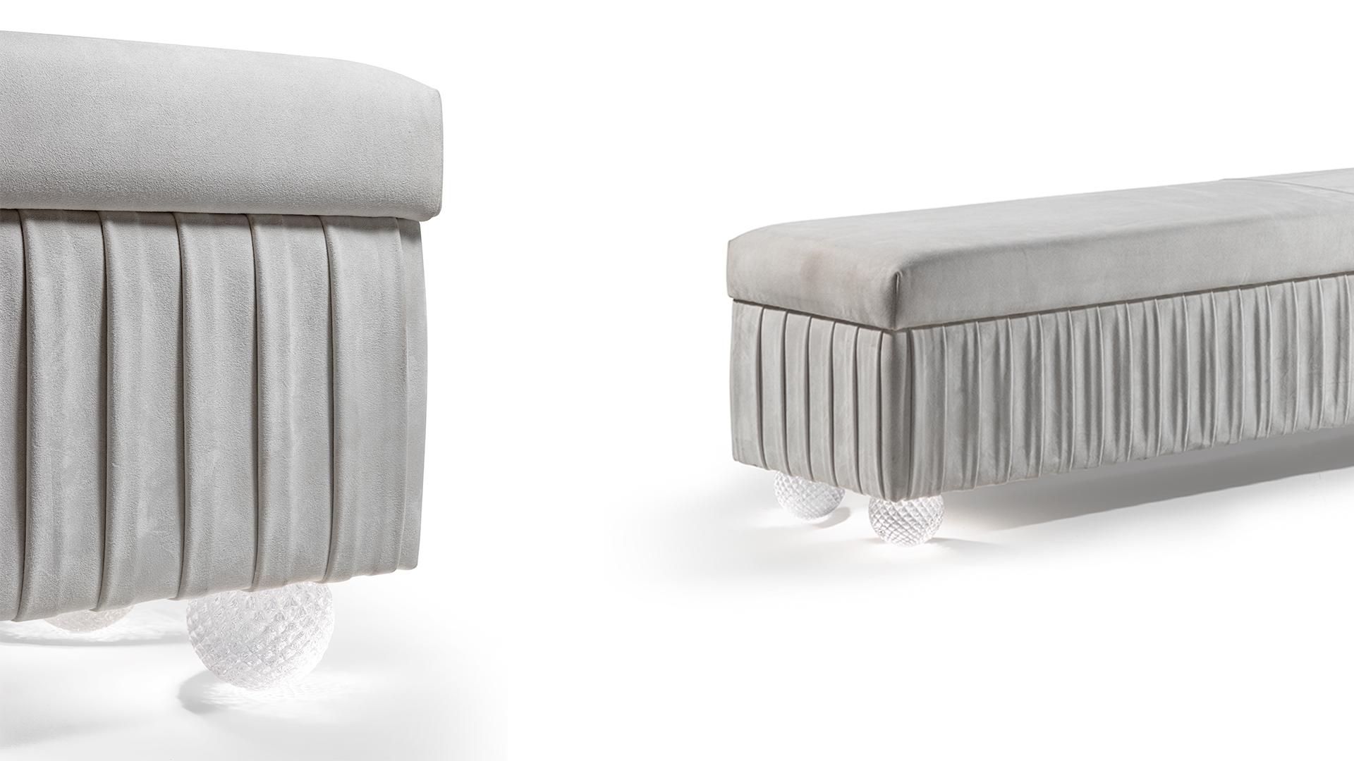 Storage upholstered leather bench | Plissé by Reflex