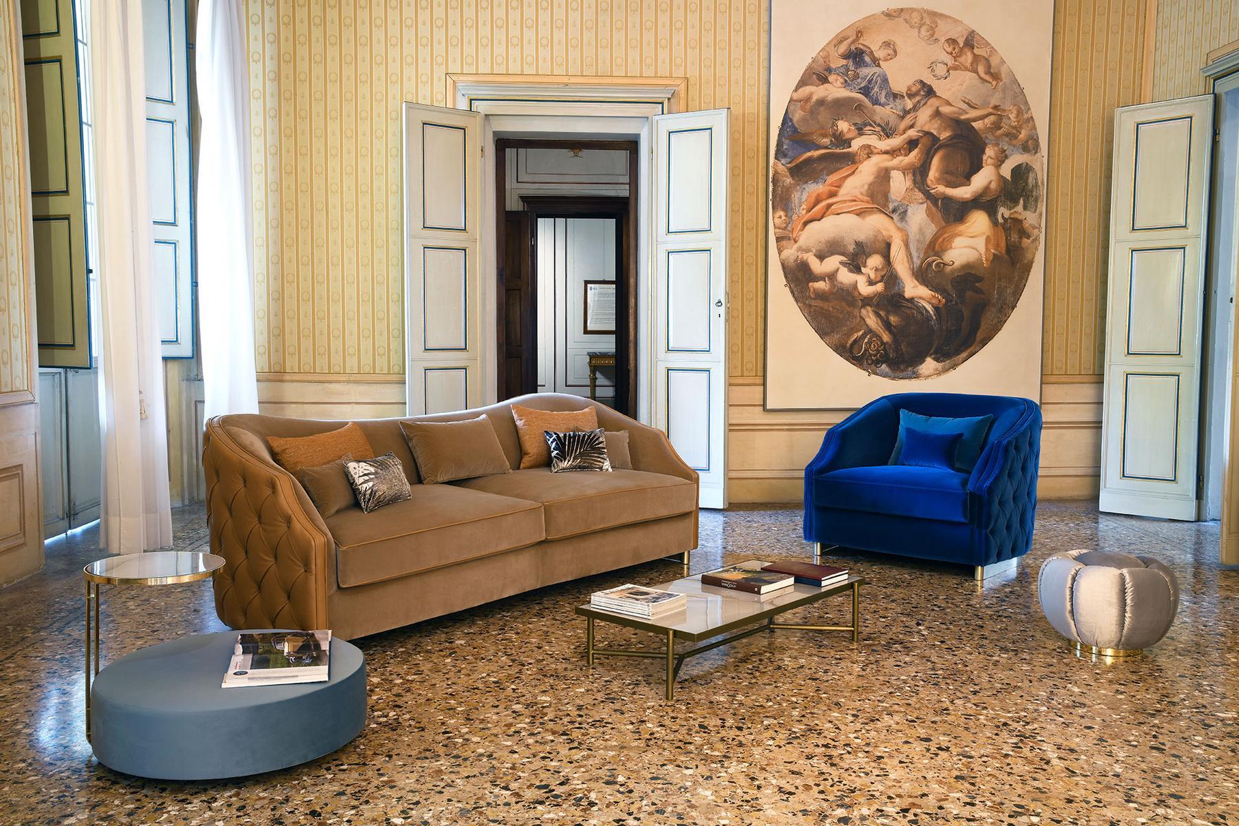 Tufted 3 seater leather sofa bed | Cleio by Domingo salotti