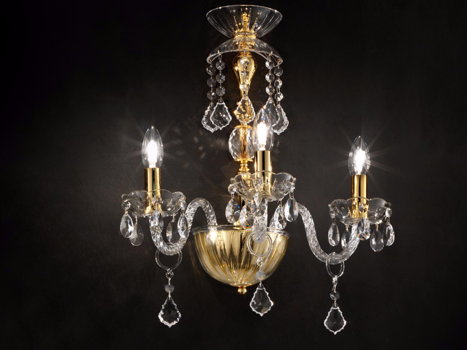 Incandescent blown glass wall light with crystals | Glass Ve 871 A3 / A5 / A12 by Masiero