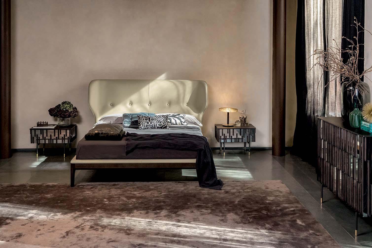 Wood and glass bedside table with drawers | Drops by Tonin Casa