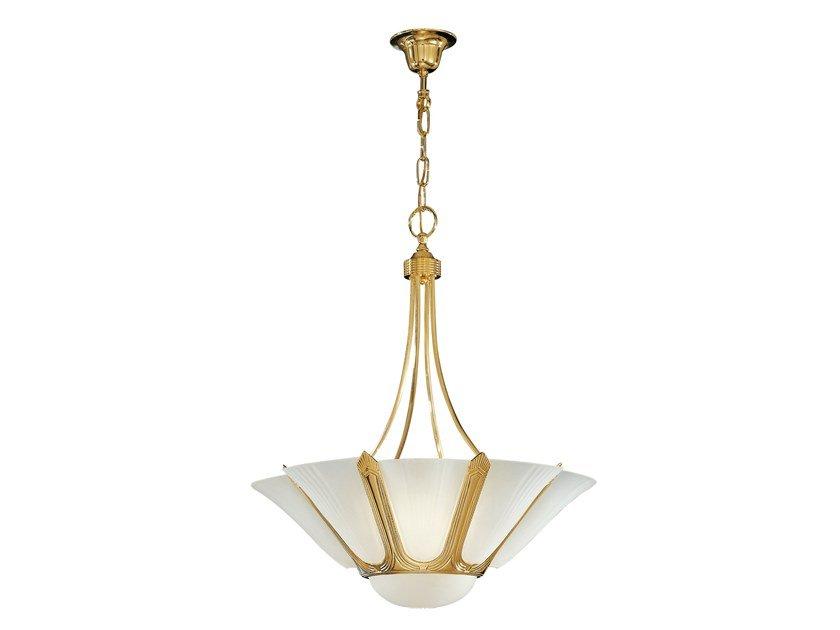 Gold plated chandelier with white glass | Lady 1911/4 by Possoni Illuminazione