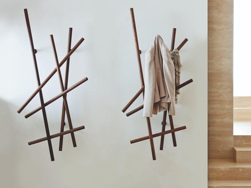 Wall-mounted walnut coat rack | Sketch by Porada