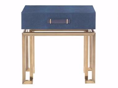 Rectangular leather bedside table with drawers | Trafalgar by Gianfranco Ferre Home