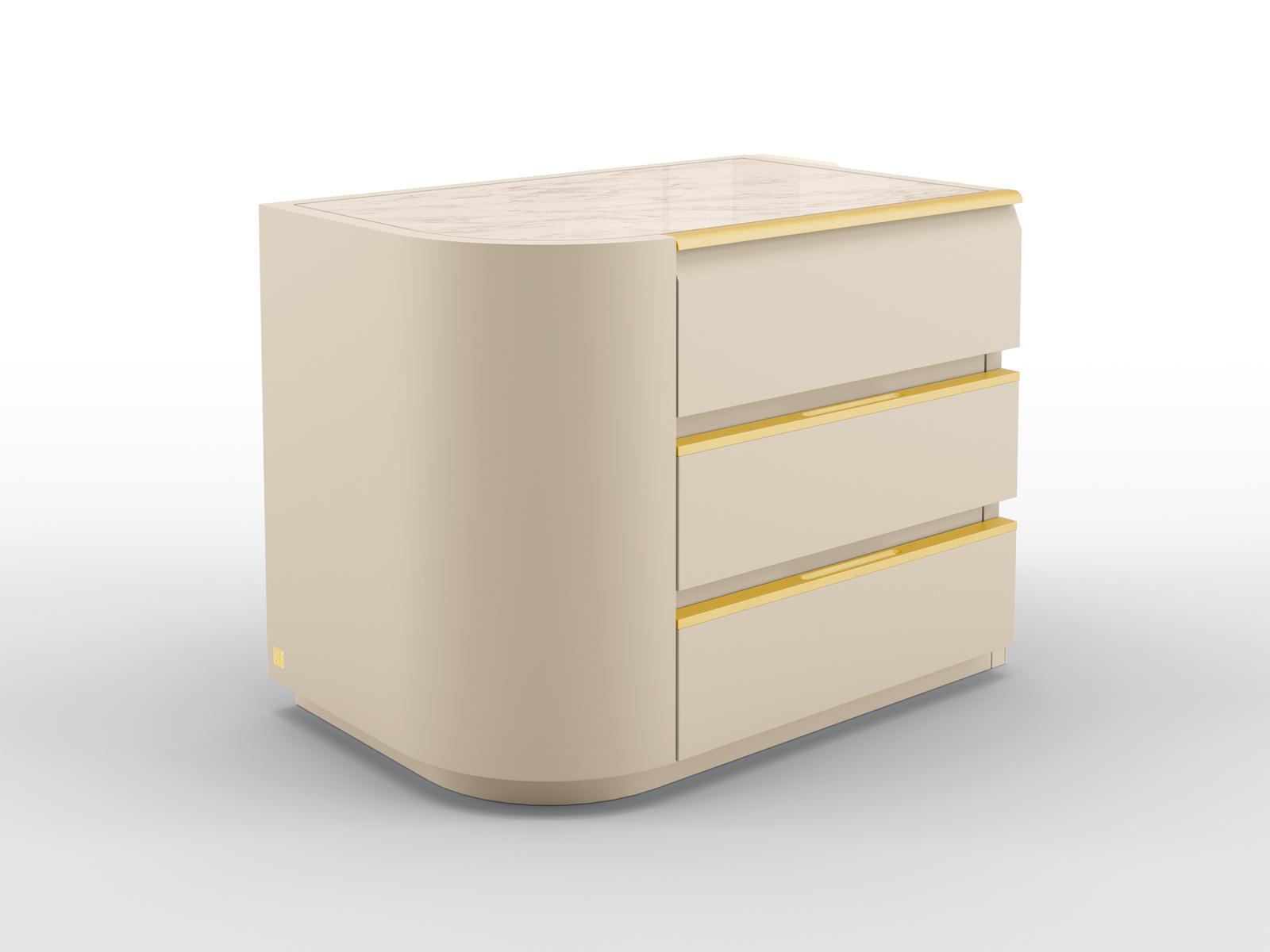 Lacquered bedside table and calacatta marble top | Stuart by Bruno Zampa