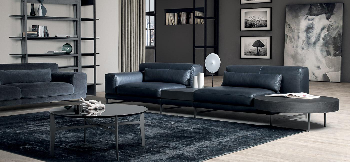 Leather sofa with integrated magazine rack | Ido by Natuzzi Italia