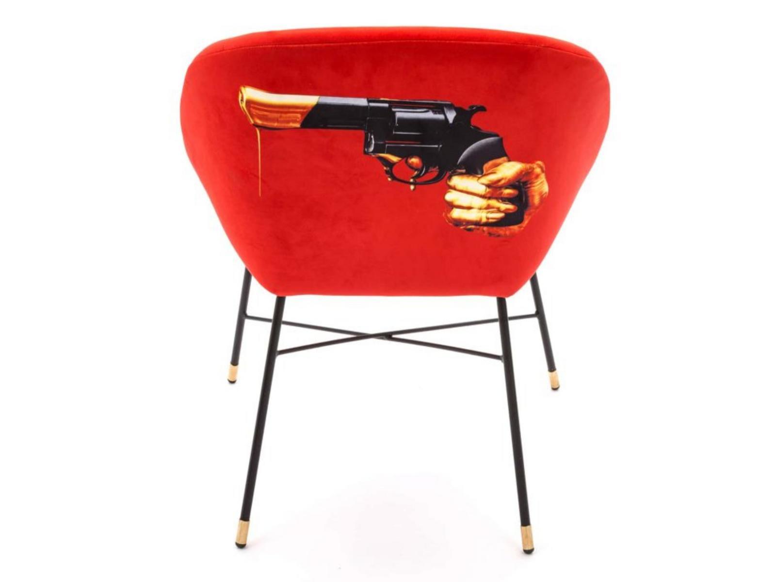 Upholstered fabric chair with armrests | Revolver by Seletti