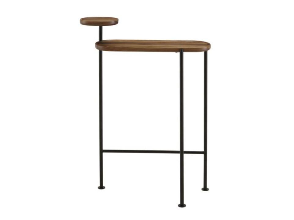 Oval steel and wood console table | Loomy by Ligne Roset