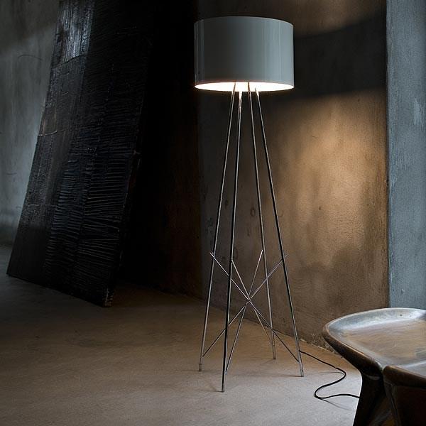Chrome plated floor lamp | Ray F by Flos