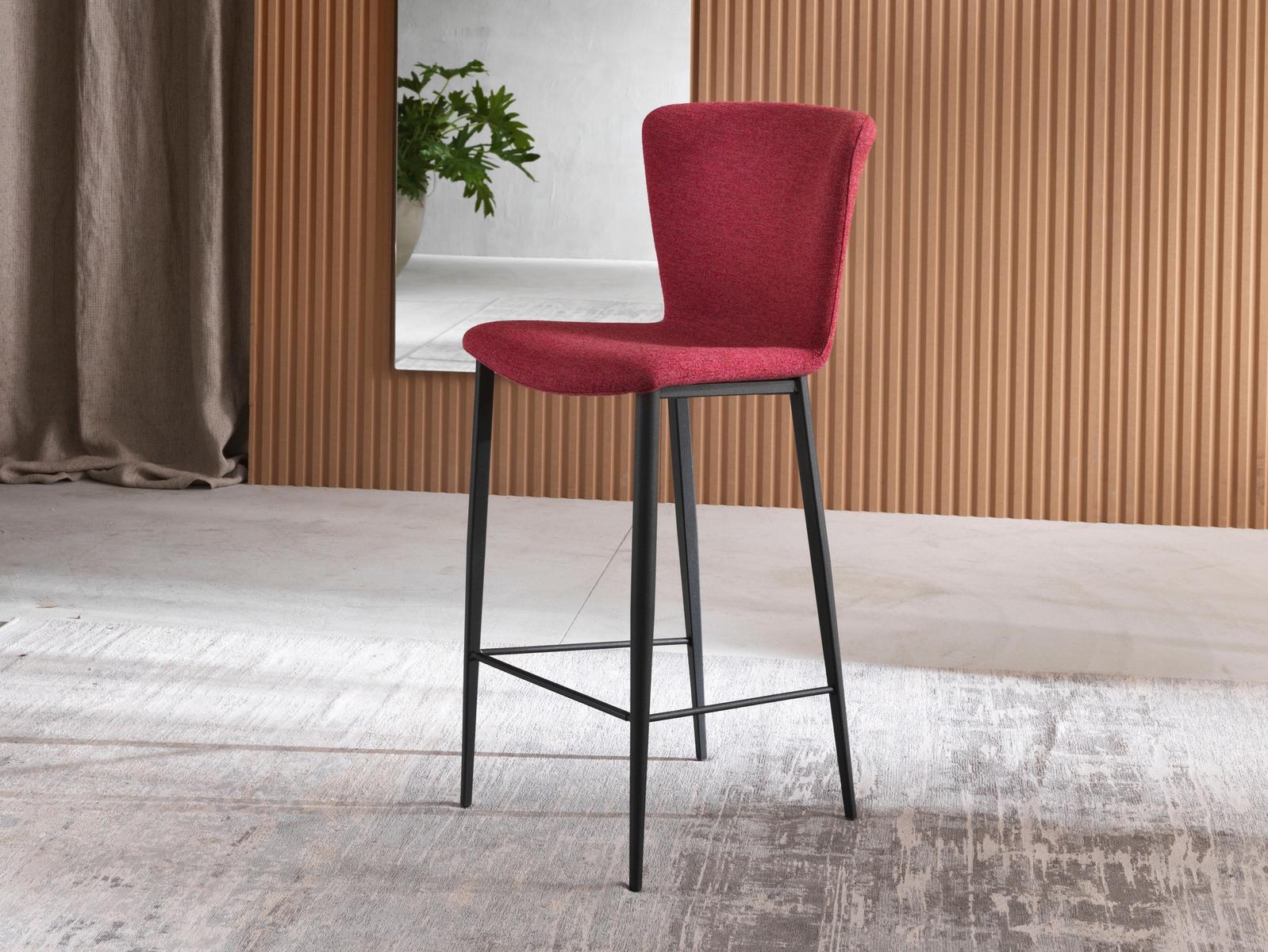High upholstered fabric stool with back | Gio' by Riflessi