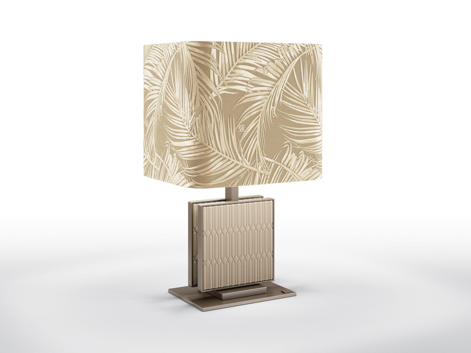 Metal table lamp and fabric lampshade | Bernini by Bruno Zampa