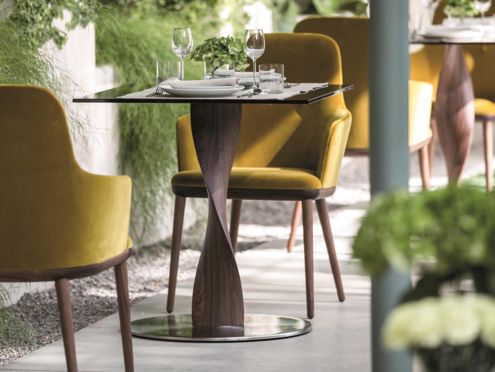 Upholstered fabric chair with armrests | Connie by Porada