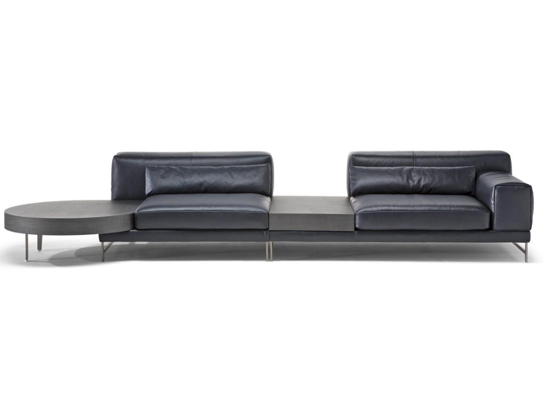 Leather sofa with integrated magazine rack | Ido by Natuzzi Italia