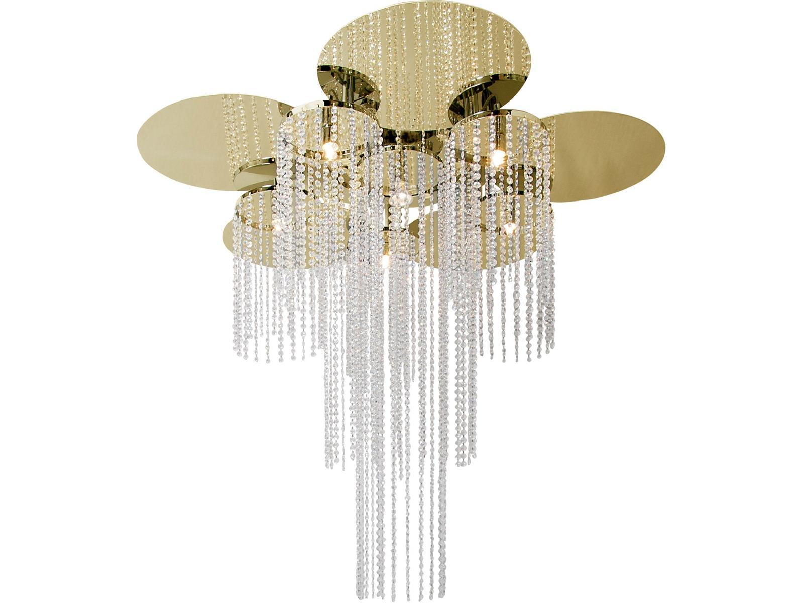 Metal ceiling lamp with crystals | Opus C5+1 by Ilfari