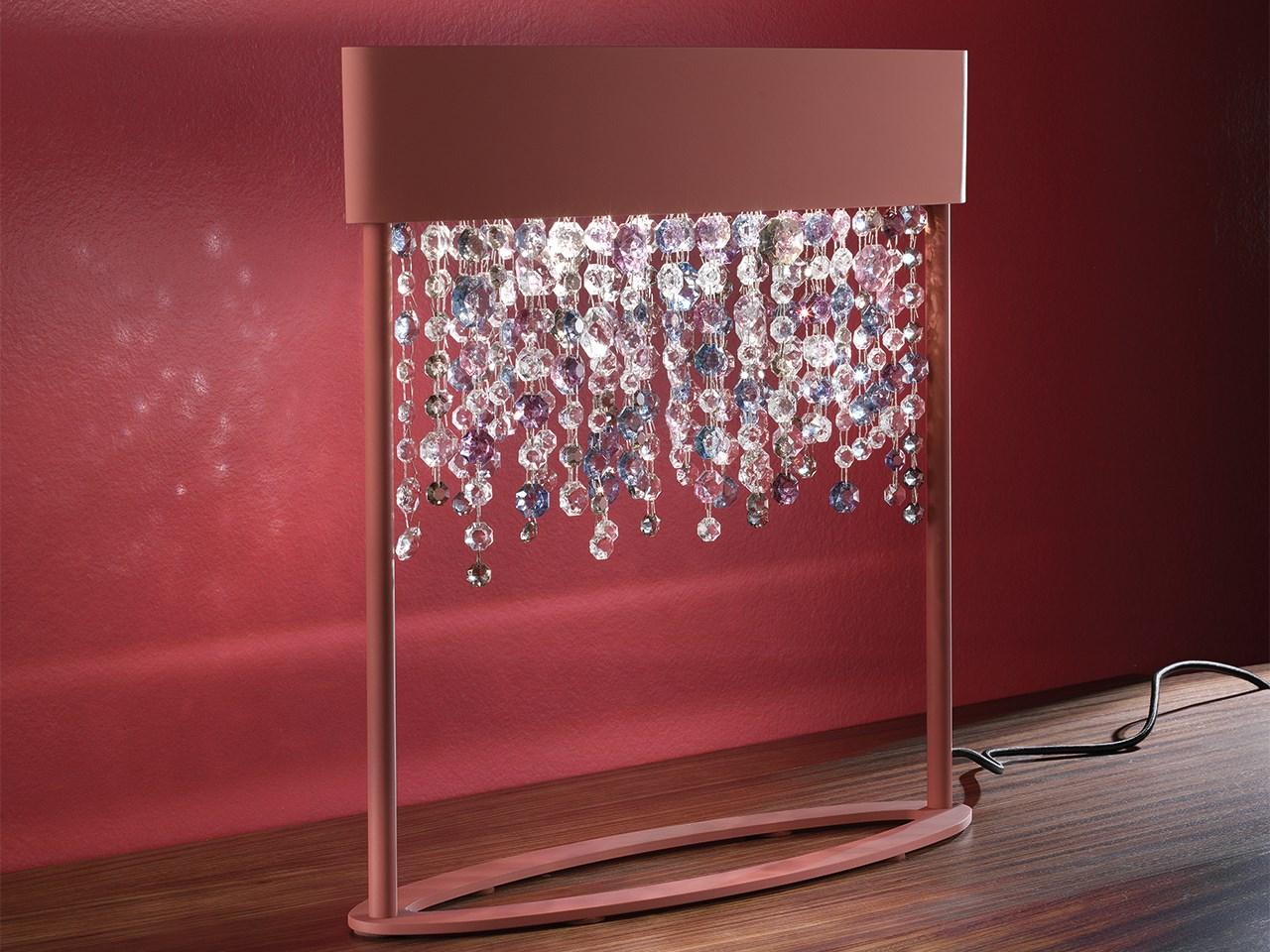 LED painted metal table lamp with crystals | Olá Tl2 by Masiero