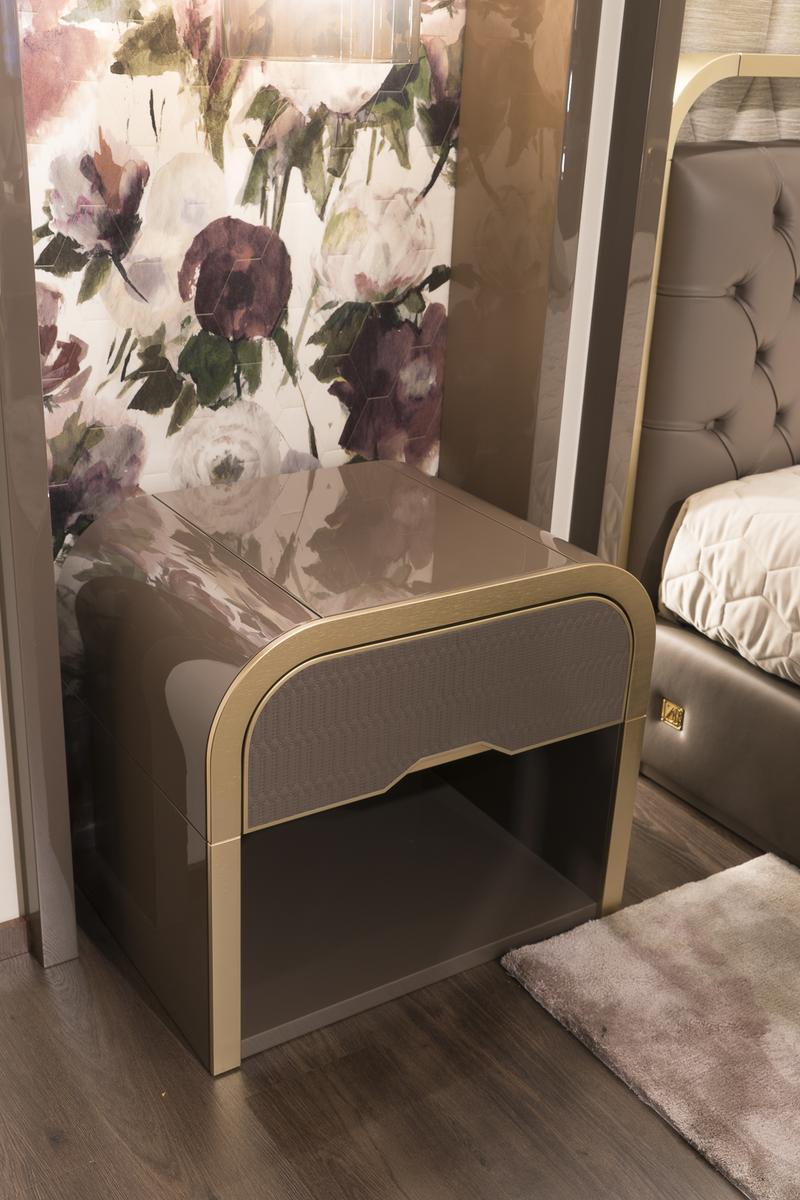 Plywood and metal bedside table with drawer | Ocean I by Bruno Zampa