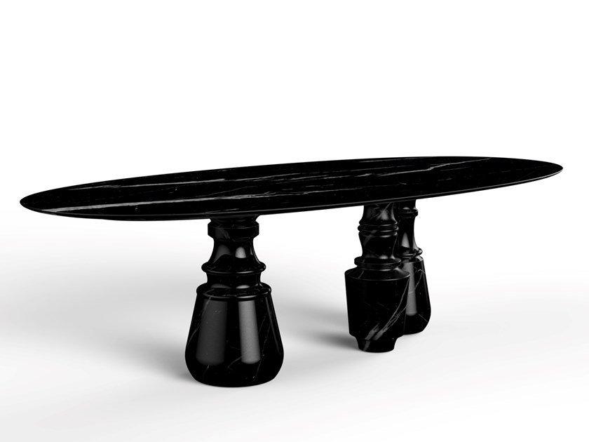 Oval Nero Marquina marble dining table | Pietra Oval Xl by Boca Do Lobo