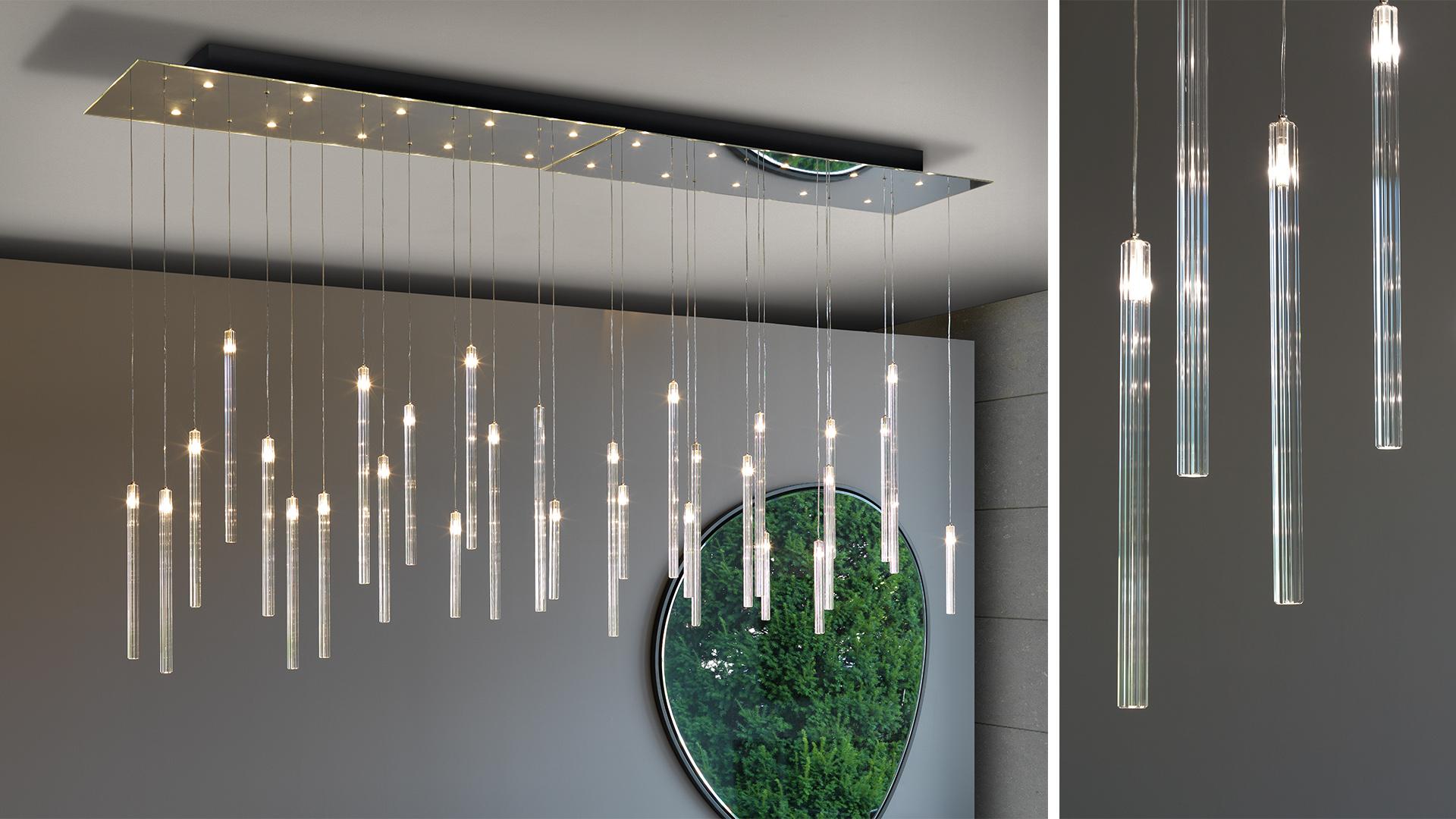 LED pendant lamp with crystals | Comete by Reflex