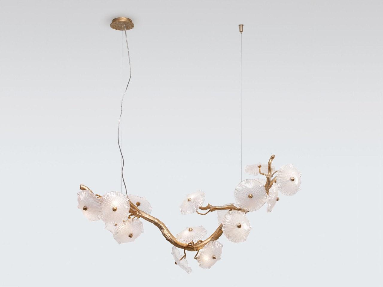 Handmade bronze pendant lamp | Nenufar Ct3377/12 by Serip