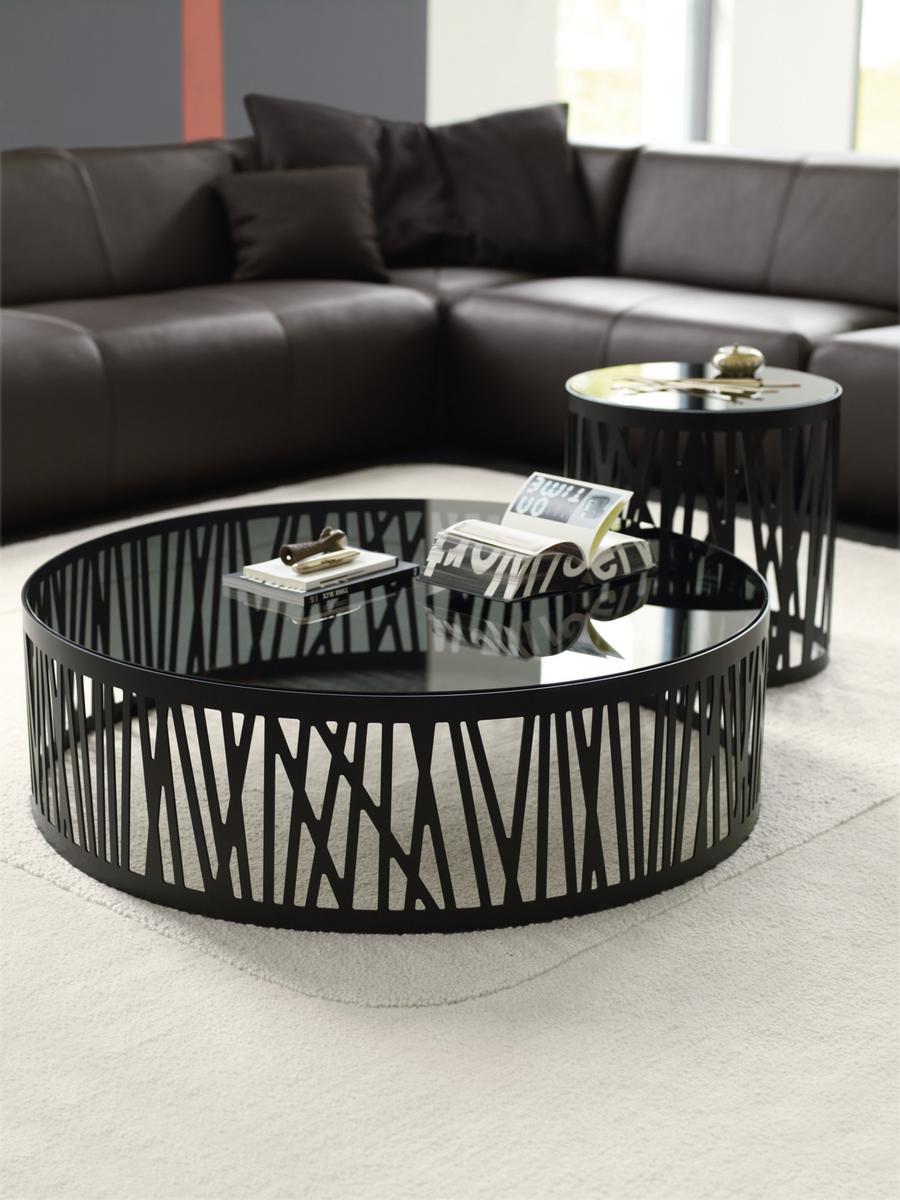 Round glass and steel coffee table | 8330 by Rolf Benz