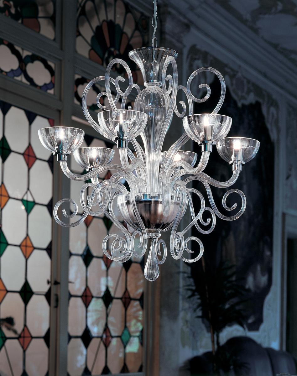 LED blown glass chandelier | Bolero L by Leucos