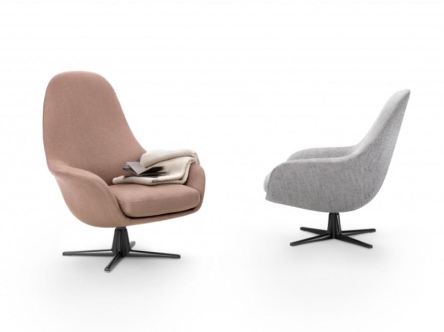 Swivel fabric armchair with armrests | Sveva Soft by Flexform