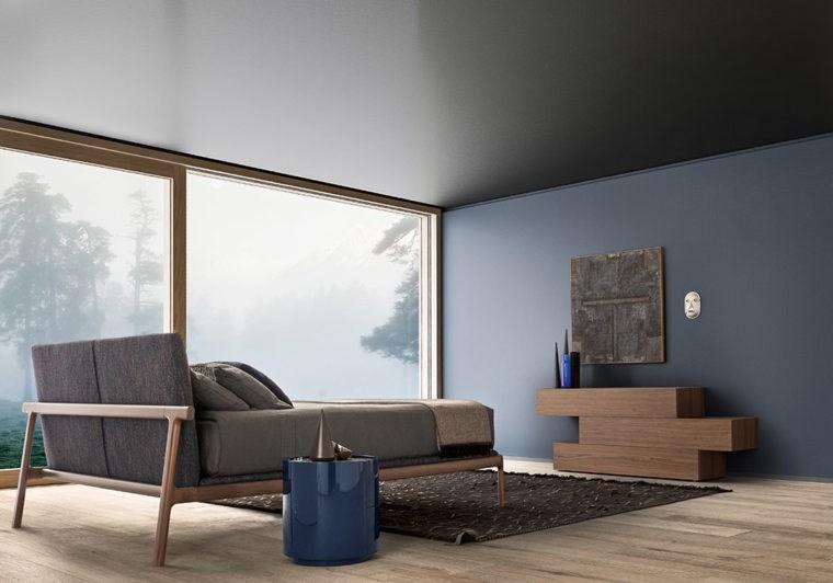 Ash double bed with upholstered headboard | Fushimi by Pianca