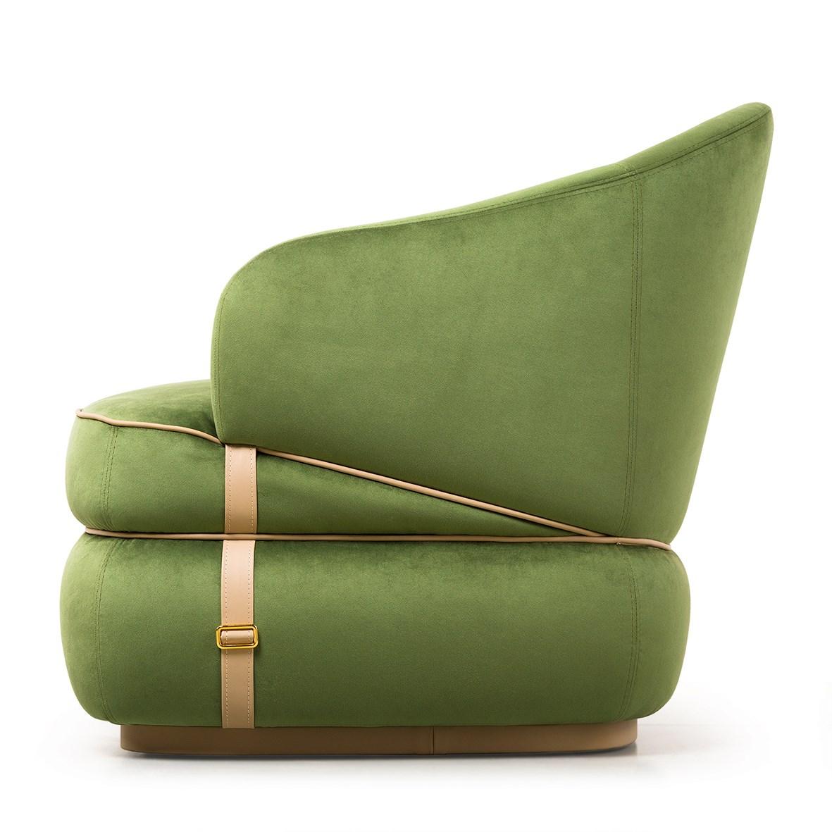 Velvet armchair with armrests | Bloom by Turri
